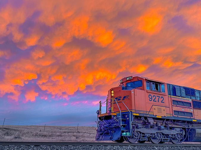 Morning sunrise in Casper, Wyoming, captured by Locomotive Engineer Jared Kelly. 