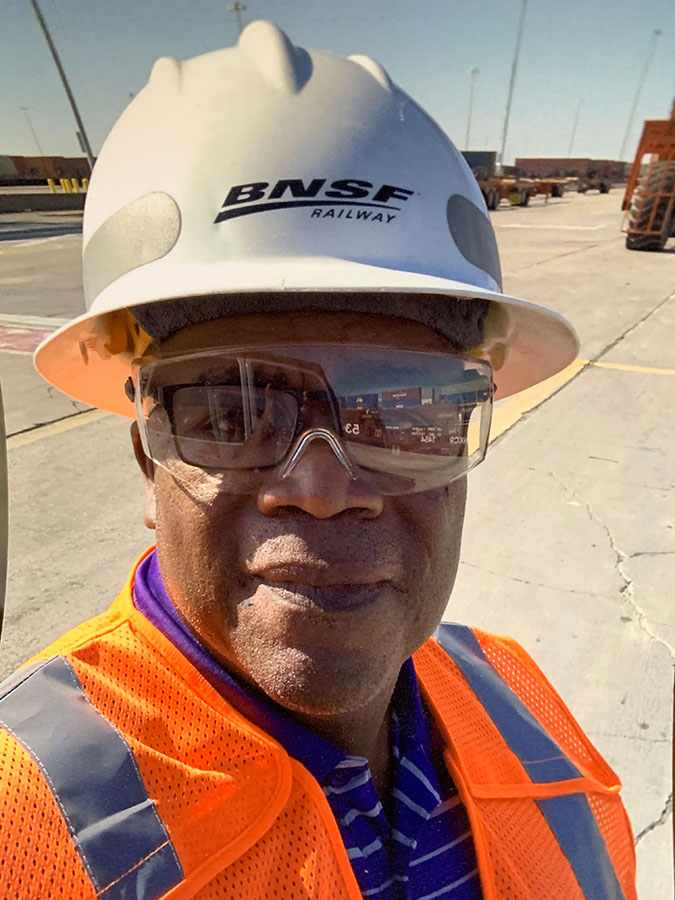 Anthony Johnson selfie at the Alliance Intermodal Facility